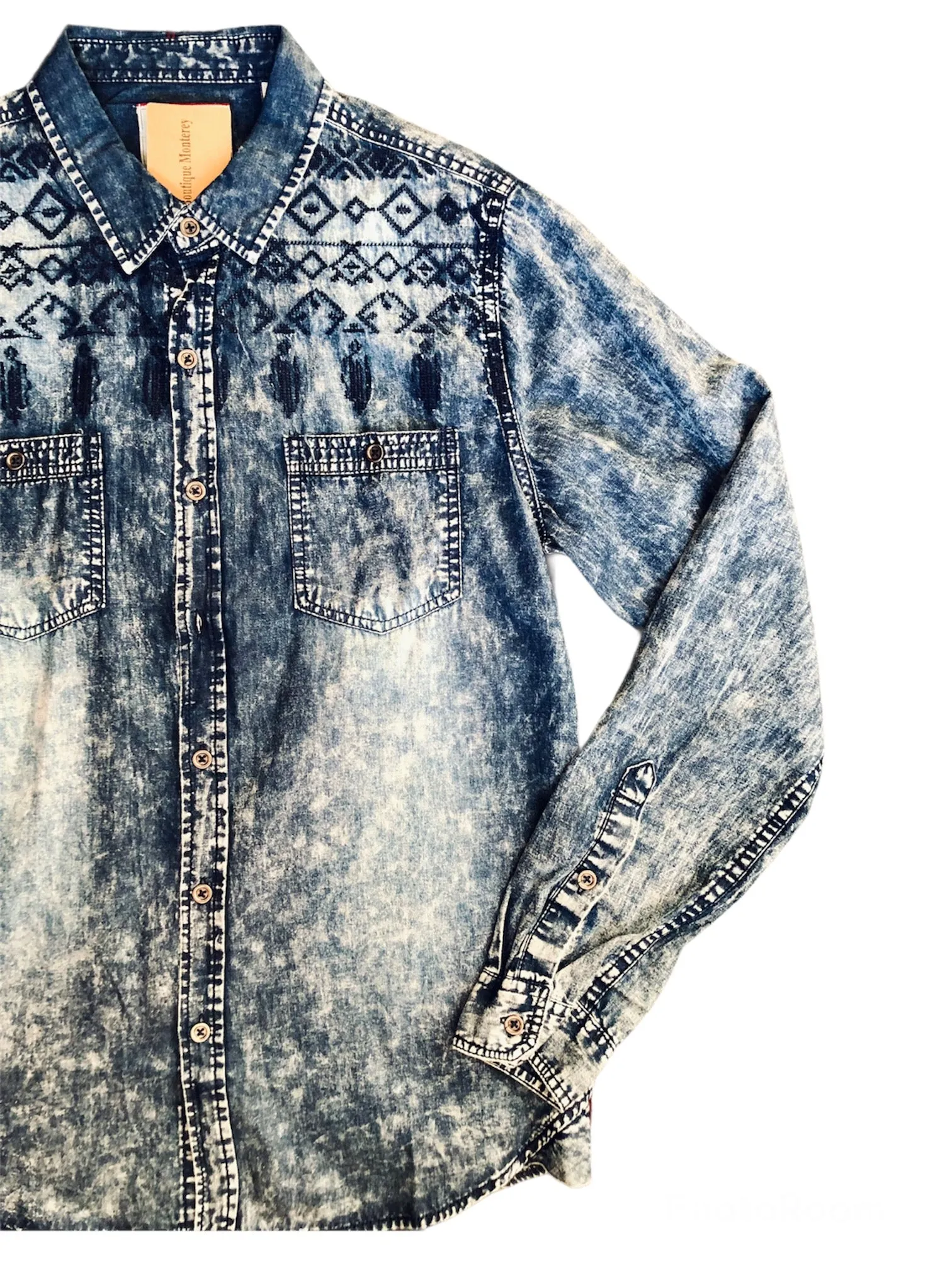 90s Long Sleeve Embroidered Denim Shirt