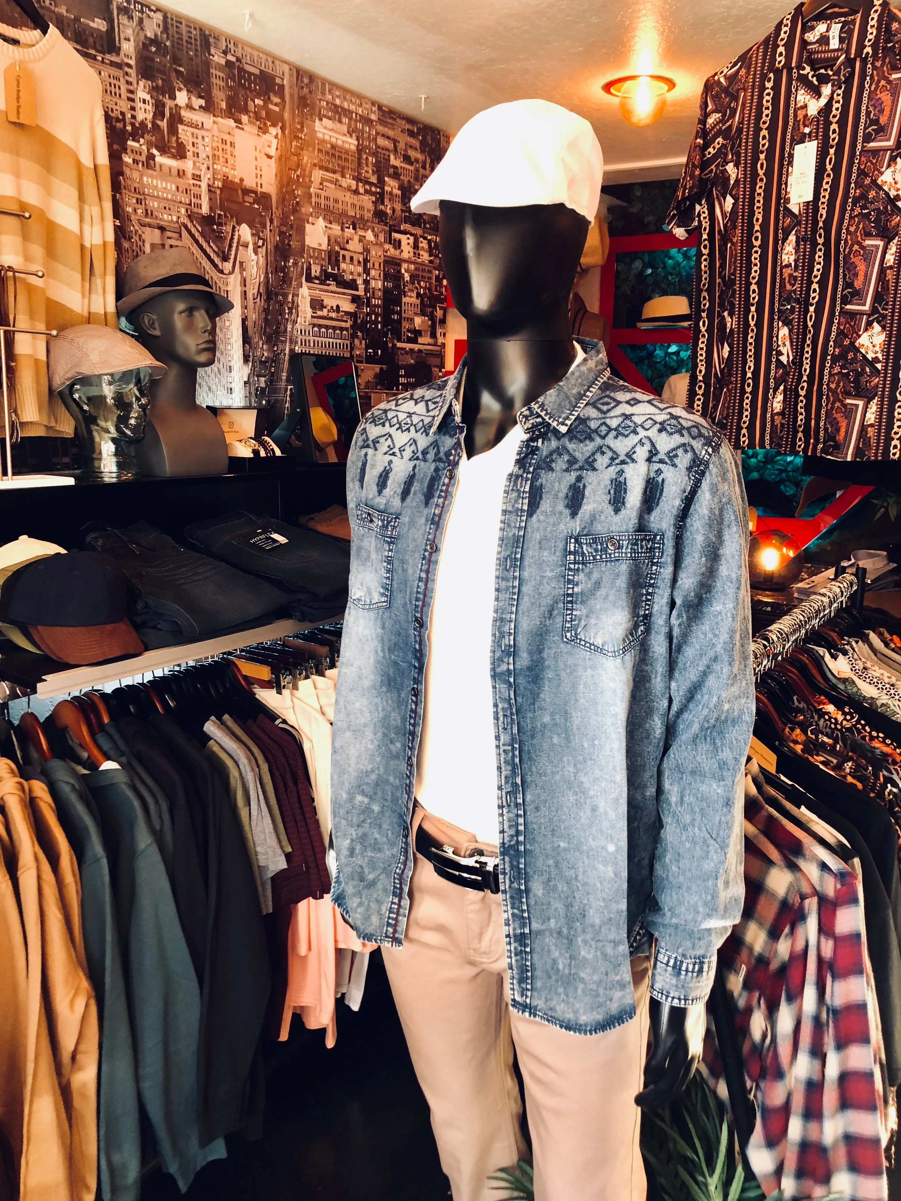 90s Long Sleeve Embroidered Denim Shirt