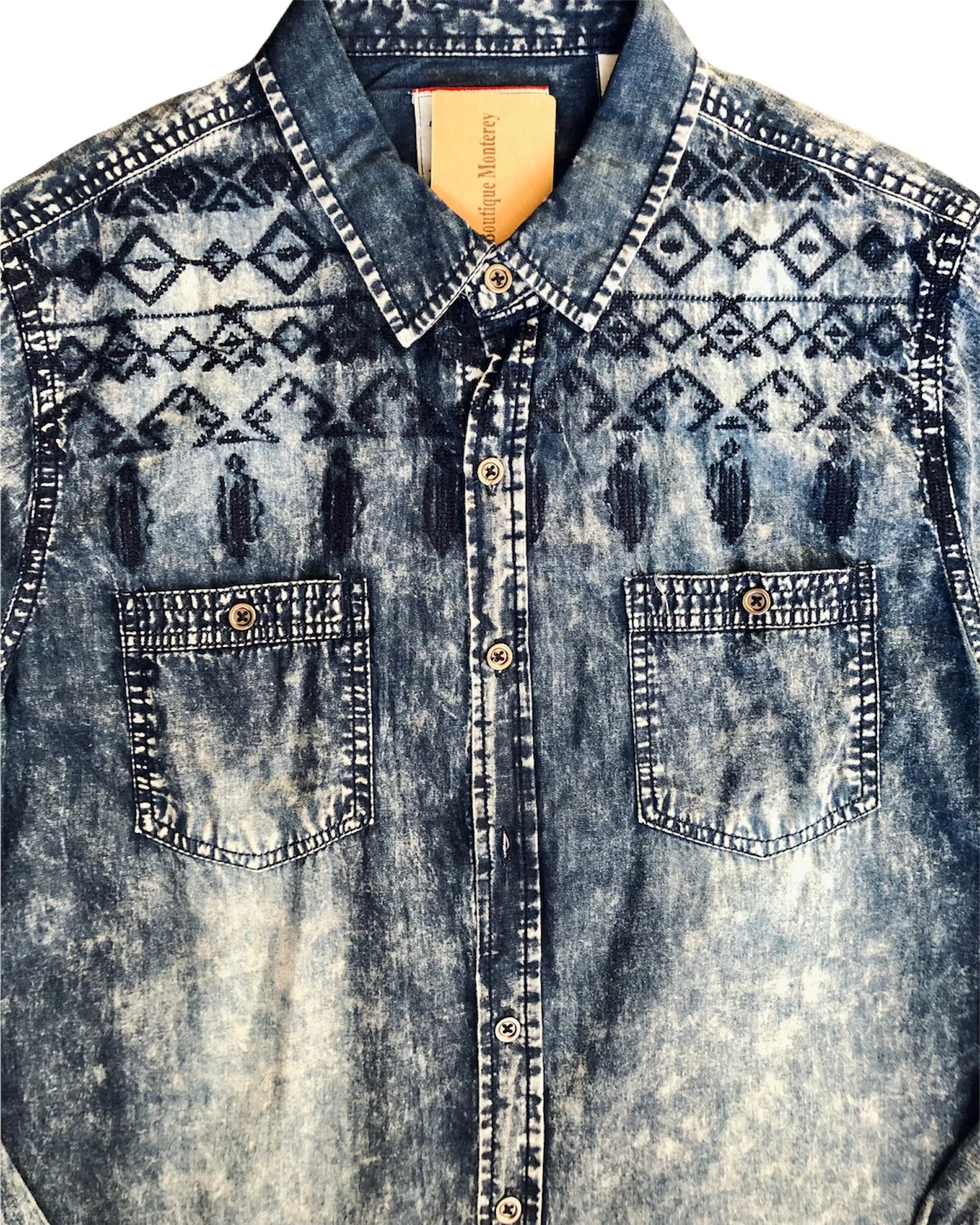 90s Long Sleeve Embroidered Denim Shirt