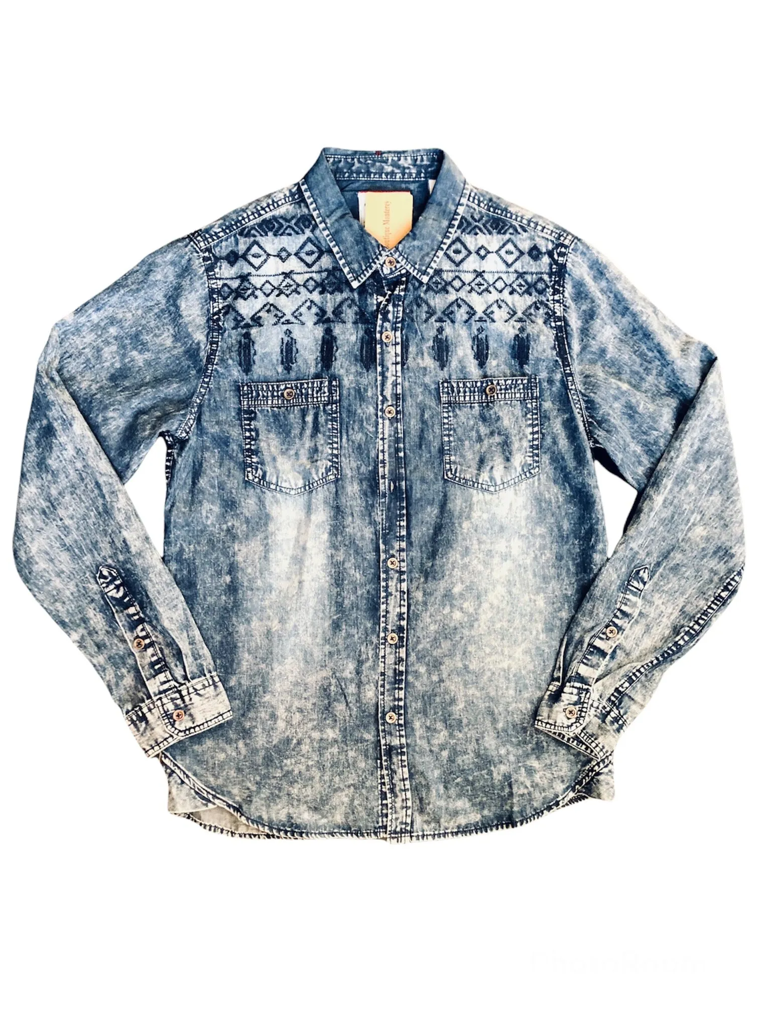 90s Long Sleeve Embroidered Denim Shirt