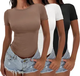 ANRABESS Womens 3 Pack Short Sleeve Shirts 2025 Crop Tops Tight Fitted Basic Tees Workout T Shirts Y2k Clothes Summer Outfit