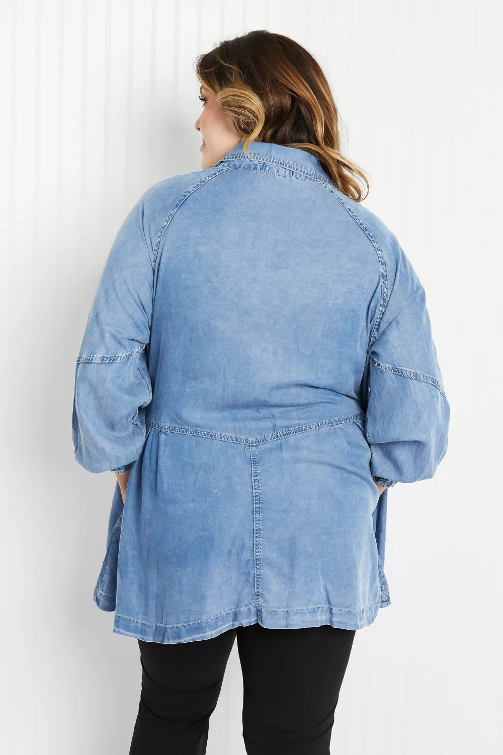 *App Exclusive* Chambray Button-Up Swing Tunic