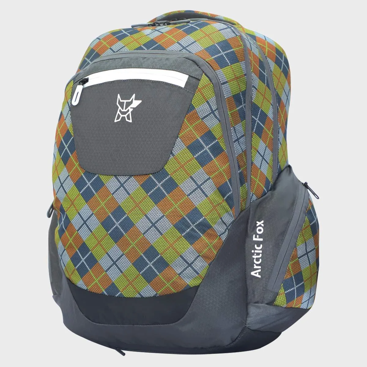 Arctic Fox Scott Checks Castle Rock Big 33.5 Ltr School Bag , Travel and Hiking Backpack with multi compartments