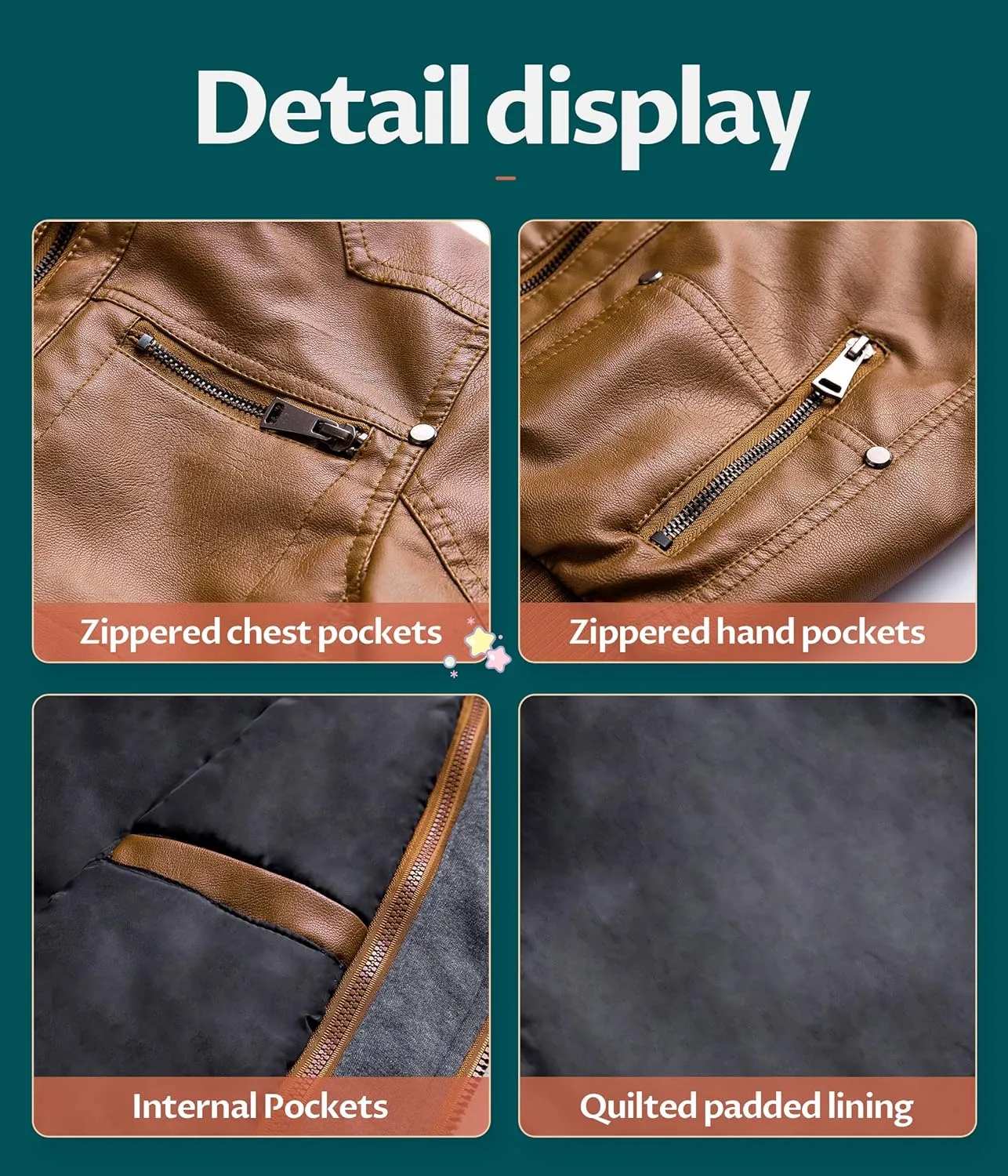 Boy's Faux Leather Jacket Windproof Warm Winter Coat Kids Bomber Outerwear Waterproof PU Motorcycle Jacket