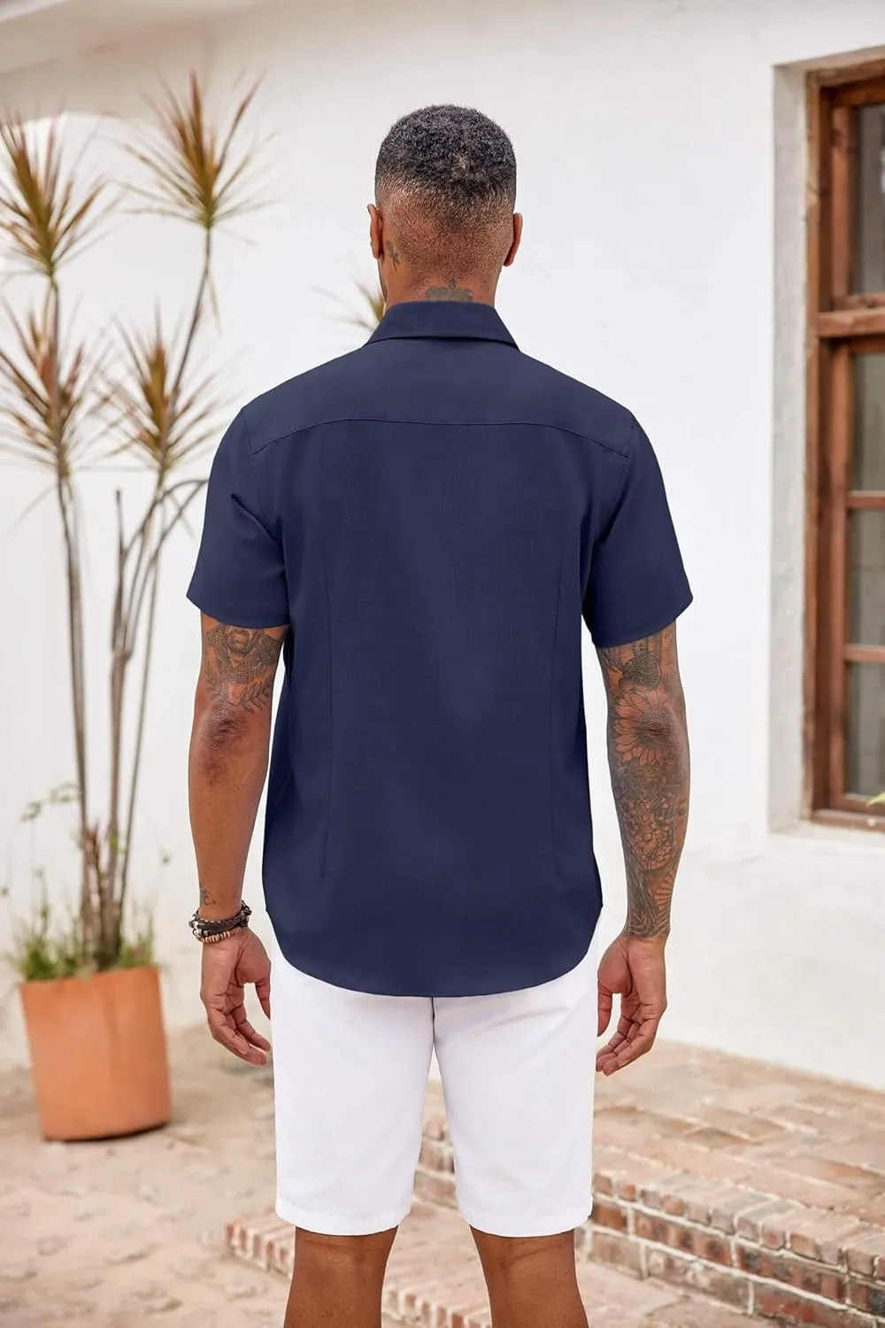 COOFANDY Men's Button Down Shirts Short Sleeve Casual Shirts Summer Beach Shirts Vacation Wedding Shirts with Pocket