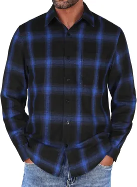 COOFANDY Mens Flannel Shirts Long Sleeve Button Down Shirt with Pocket Casual Shirts Work Shirts for Men
