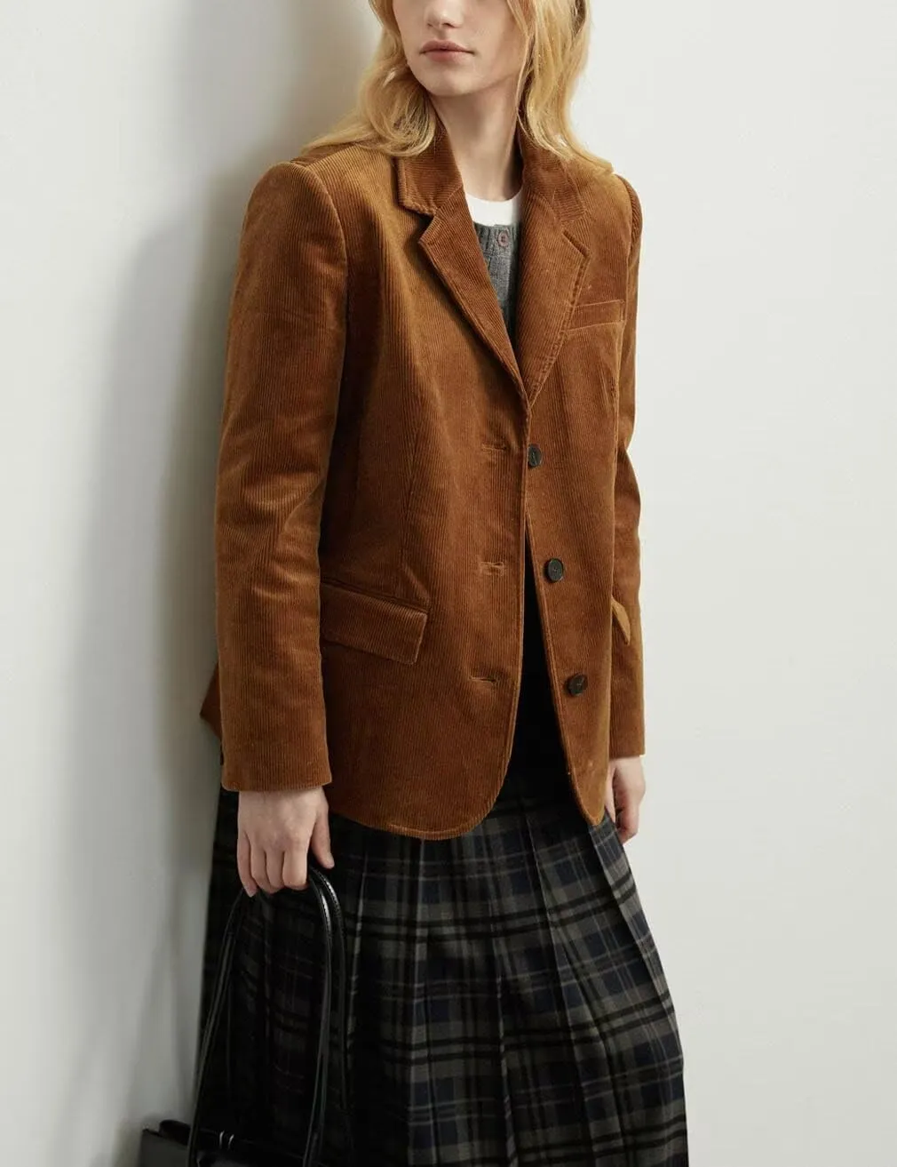 Corduroy Blazer Jackets for Women Business Casual Single Breasted Long Sleeve Open Front Outerwear Coats