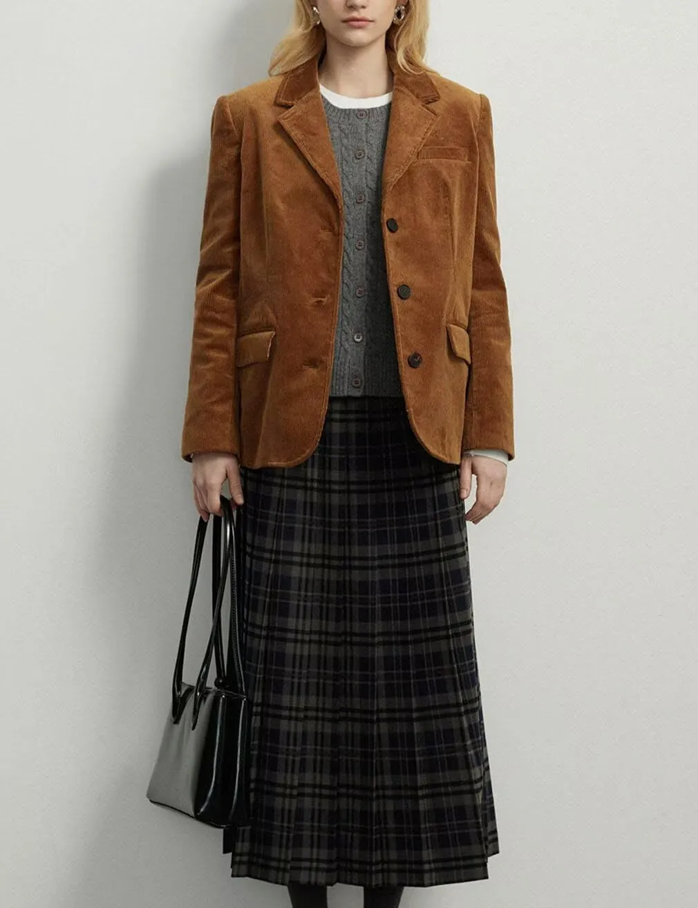 Corduroy Blazer Jackets for Women Business Casual Single Breasted Long Sleeve Open Front Outerwear Coats