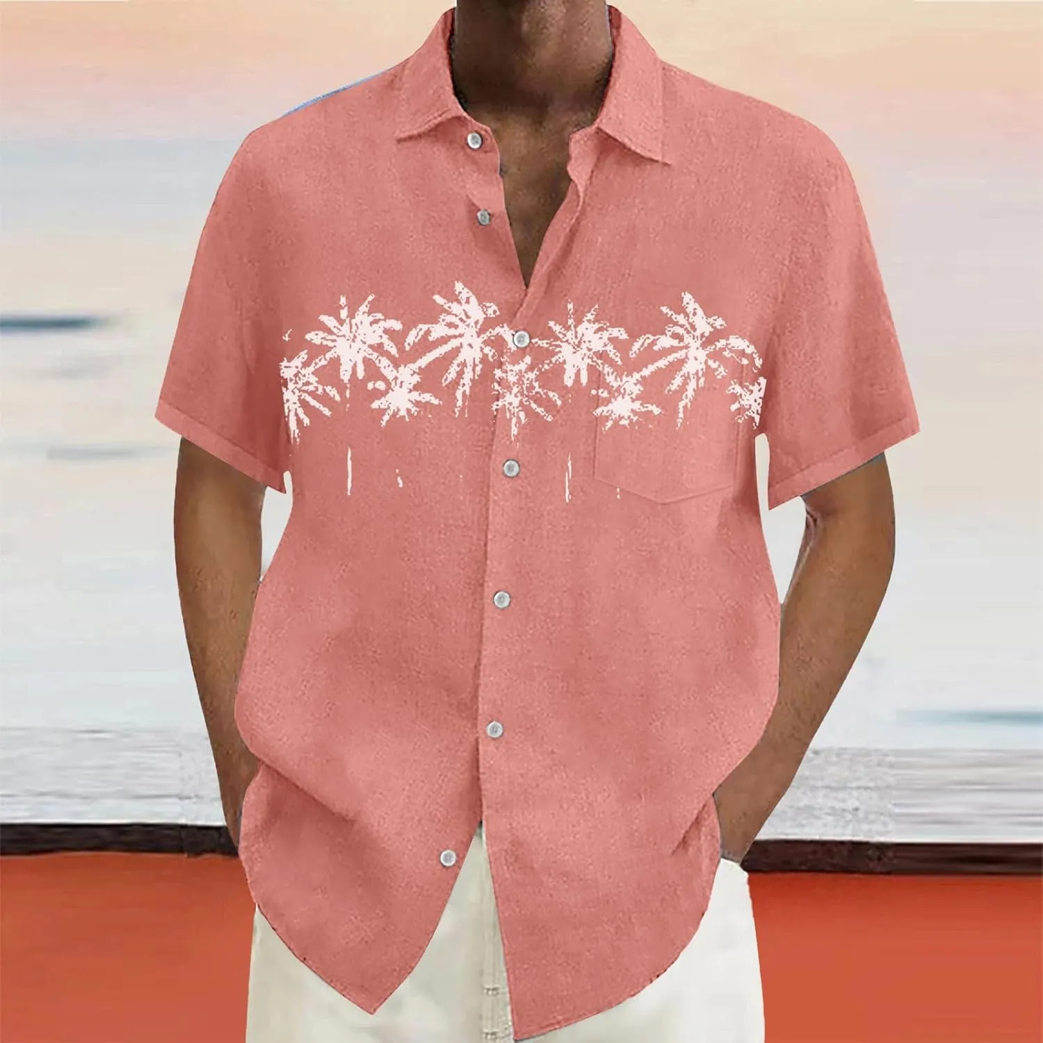 CRNTCEM Mens Solid Color Button Down Shirts 2025 Summer Regular Fit Business Dress Shirts Wrinkle Free Casual Wedding Blouses