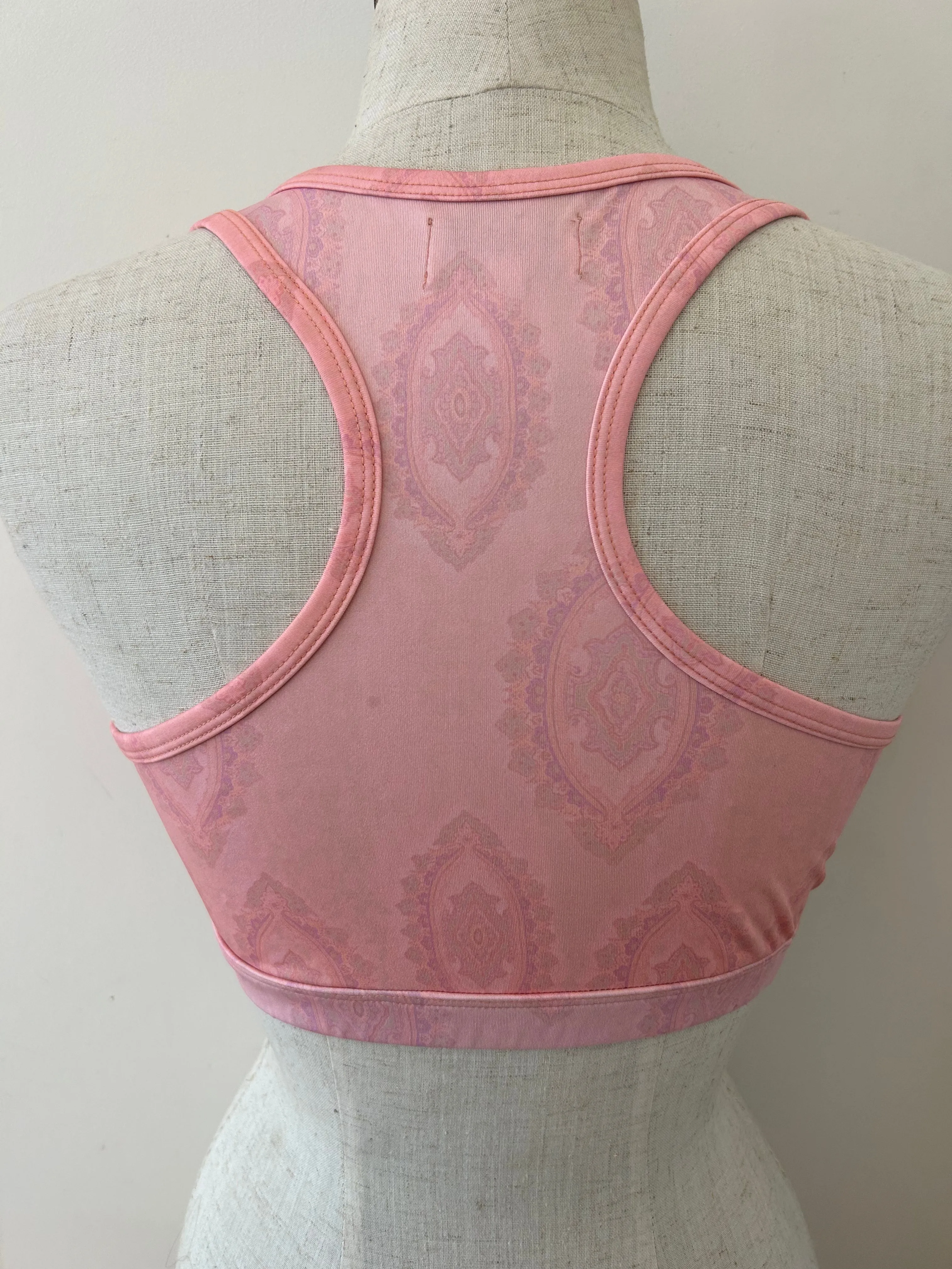 Cropped racer back top pink paisley