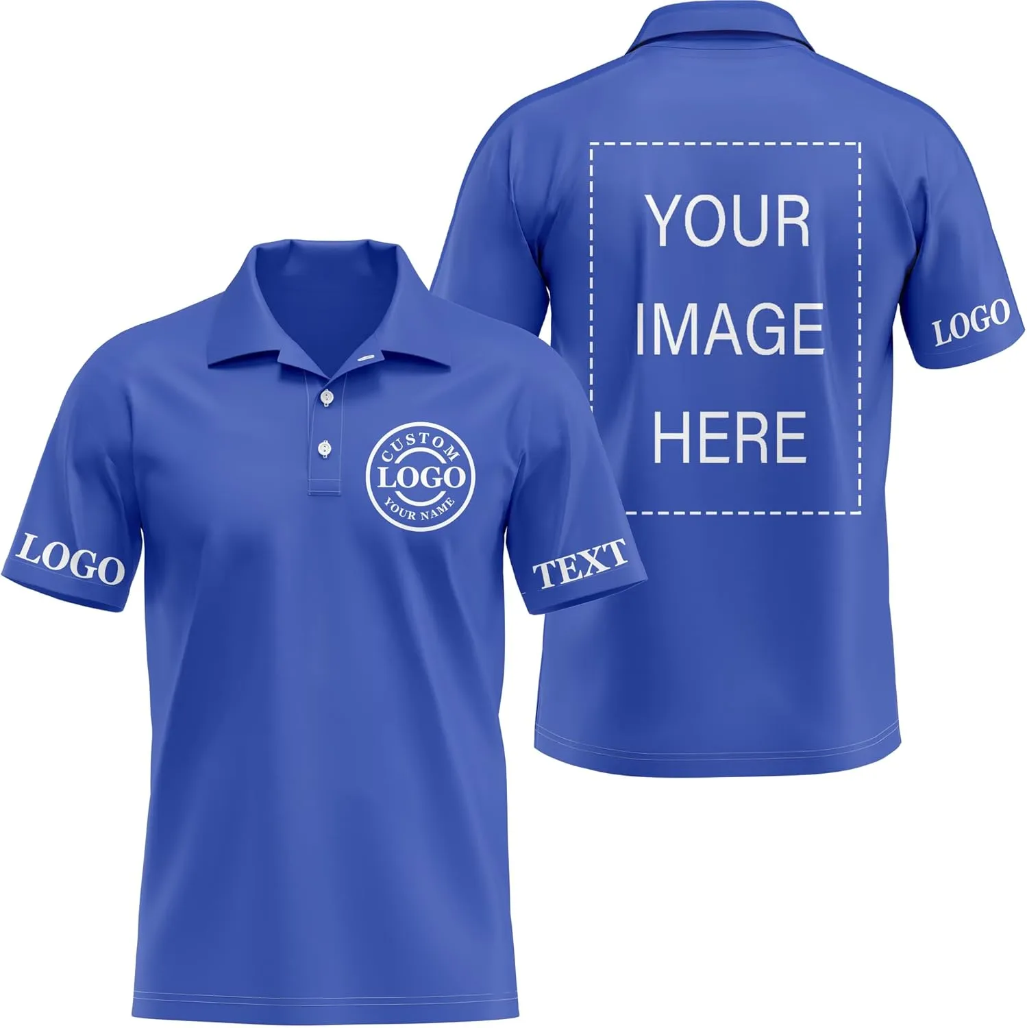 Custom Polo Shirt Add Your Text/Logo/Image Design Your Own Personalized Polo Shirts for Men Women Front Back Sleeve Print