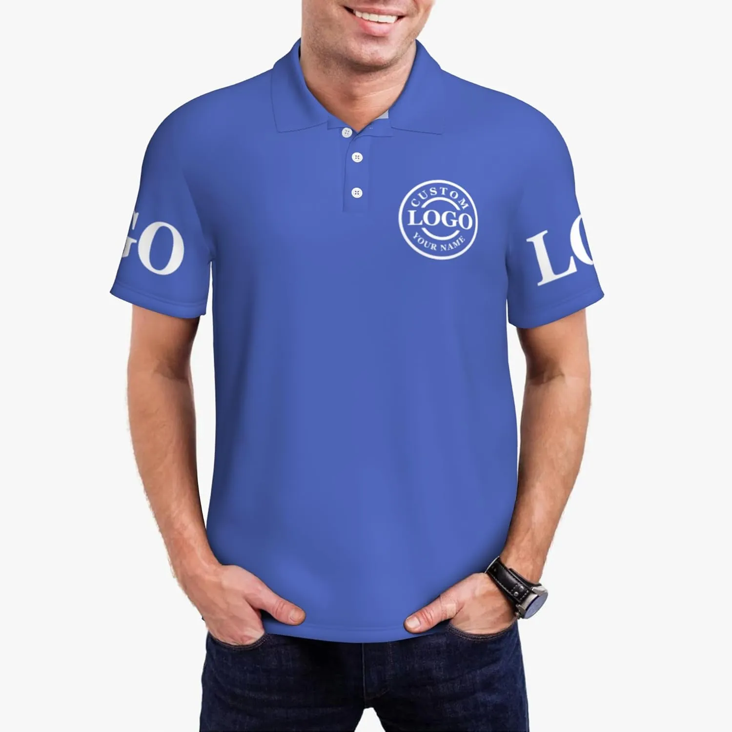 Custom Polo Shirt Add Your Text/Logo/Image Design Your Own Personalized Polo Shirts for Men Women Front Back Sleeve Print