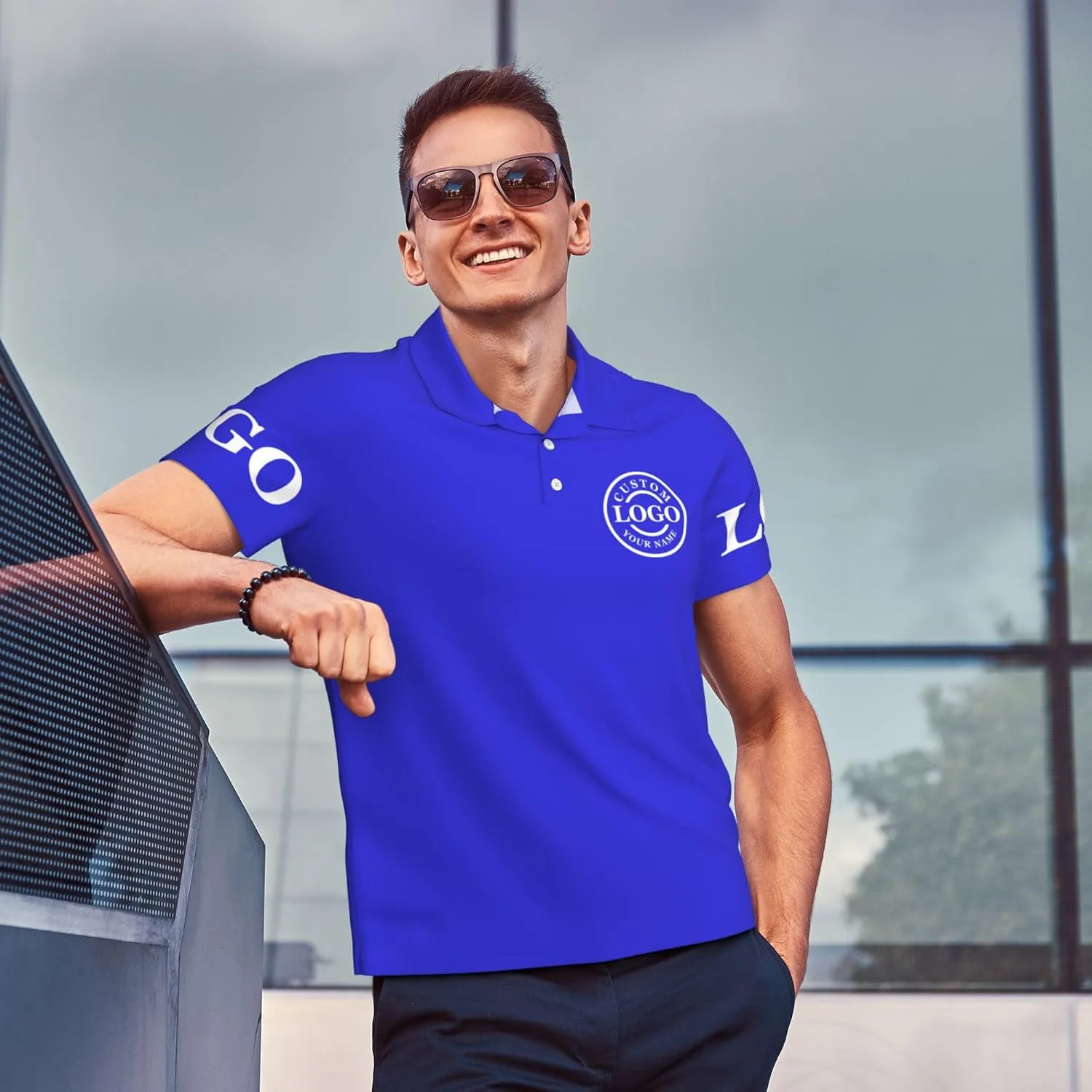 Custom Polo Shirt Add Your Text/Logo/Image Design Your Own Personalized Polo Shirts for Men Women Front Back Sleeve Print