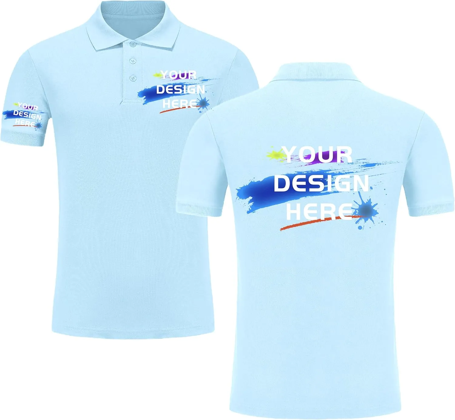 Custom Polo Shirt for Men Customized Golf T Shirts Design Your Own Front Back Personalized Tee PrintLogo Name