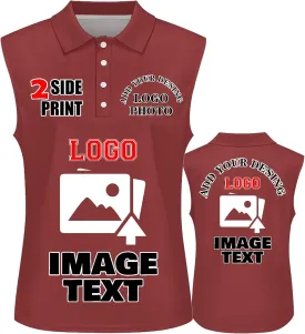 Custom Polo Shirts for Women Personalized Tank Polo Shirts with Logo Text Picture Customized Sleeveless Shirts