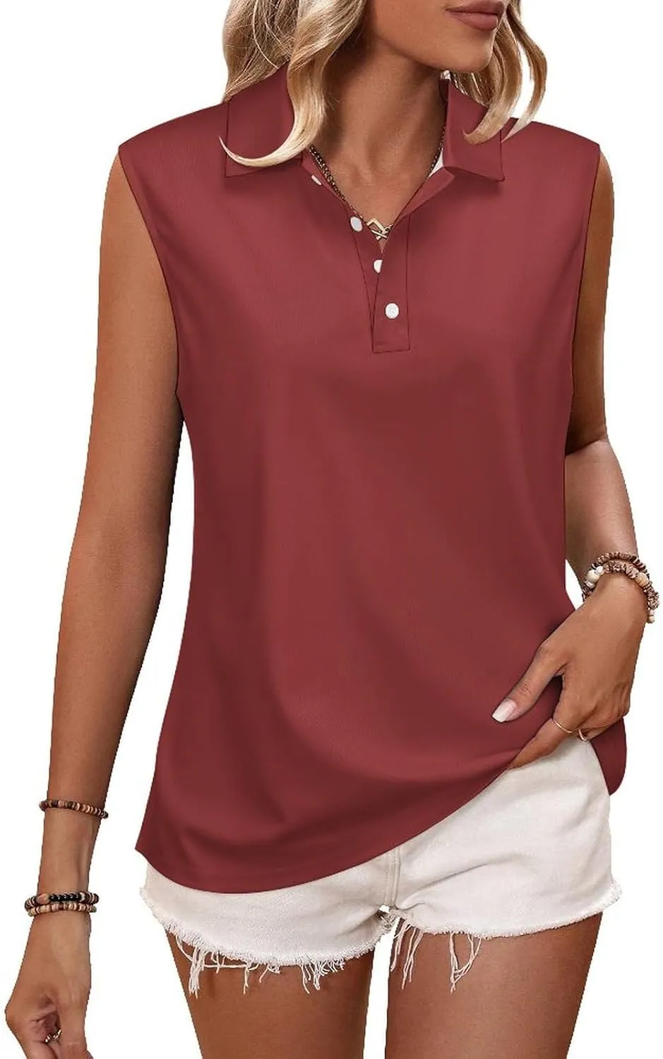Custom Polo Shirts for Women Personalized Tank Polo Shirts with Logo Text Picture Customized Sleeveless Shirts