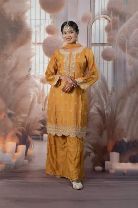 Elegant Mustered Yellow Ladies Suits