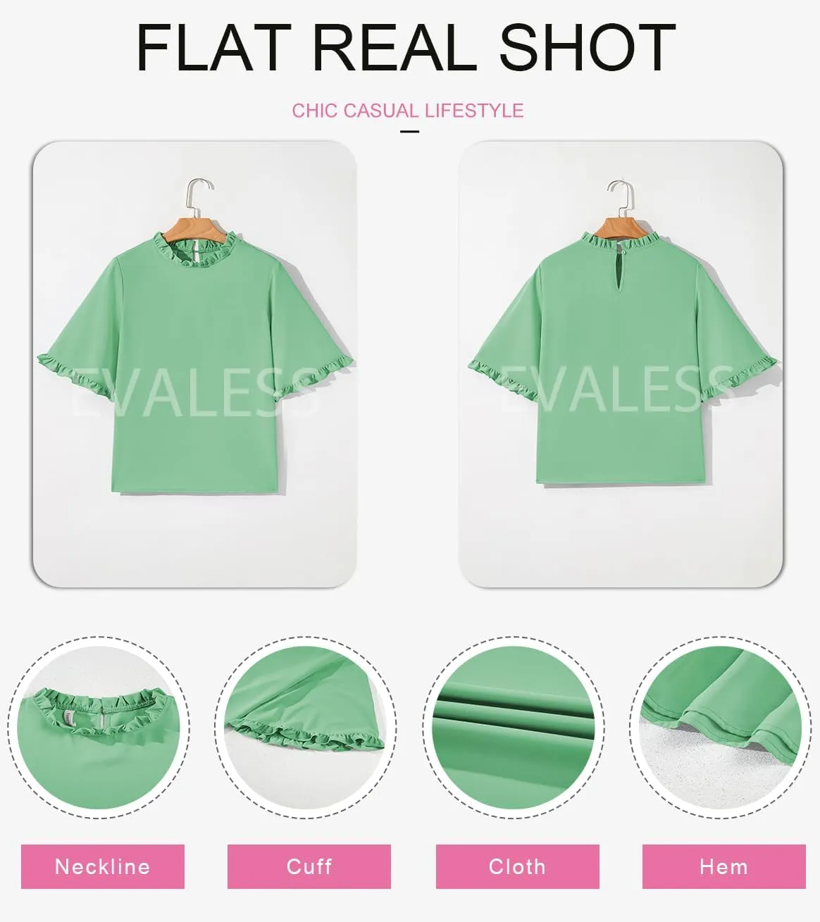 EVALESS Womens Half Sleeve Tops Cute Chiffon Blouses Summer Lightweight Ruffle Sleeeve Shirts Loose Fit Daily Wear 2025