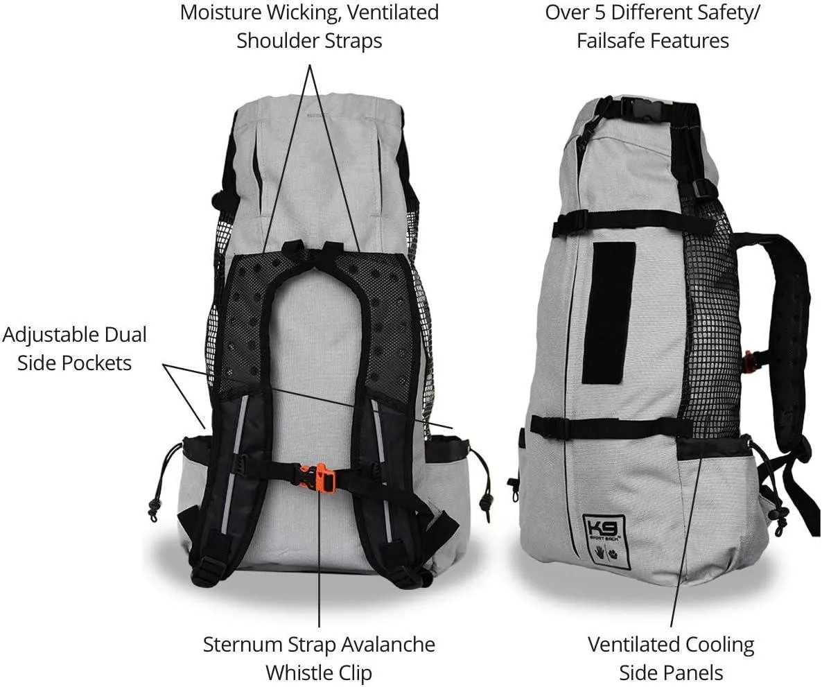 K9 Sports Sack | Air 2 Dog Backpack | 4 Sizes | Grey