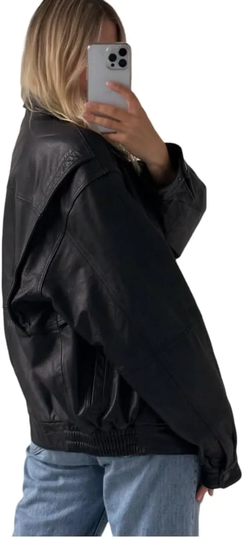 Ladies Real Soft Lambskin Leather Jacket - Oversized Bomber Casual Wear Jacket For Womens
