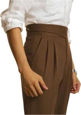 Men's Corduroy Pants Slim Fit High Waisted Pant Retro Texture Trousers Formal Business Casual Pleated Dress Pant