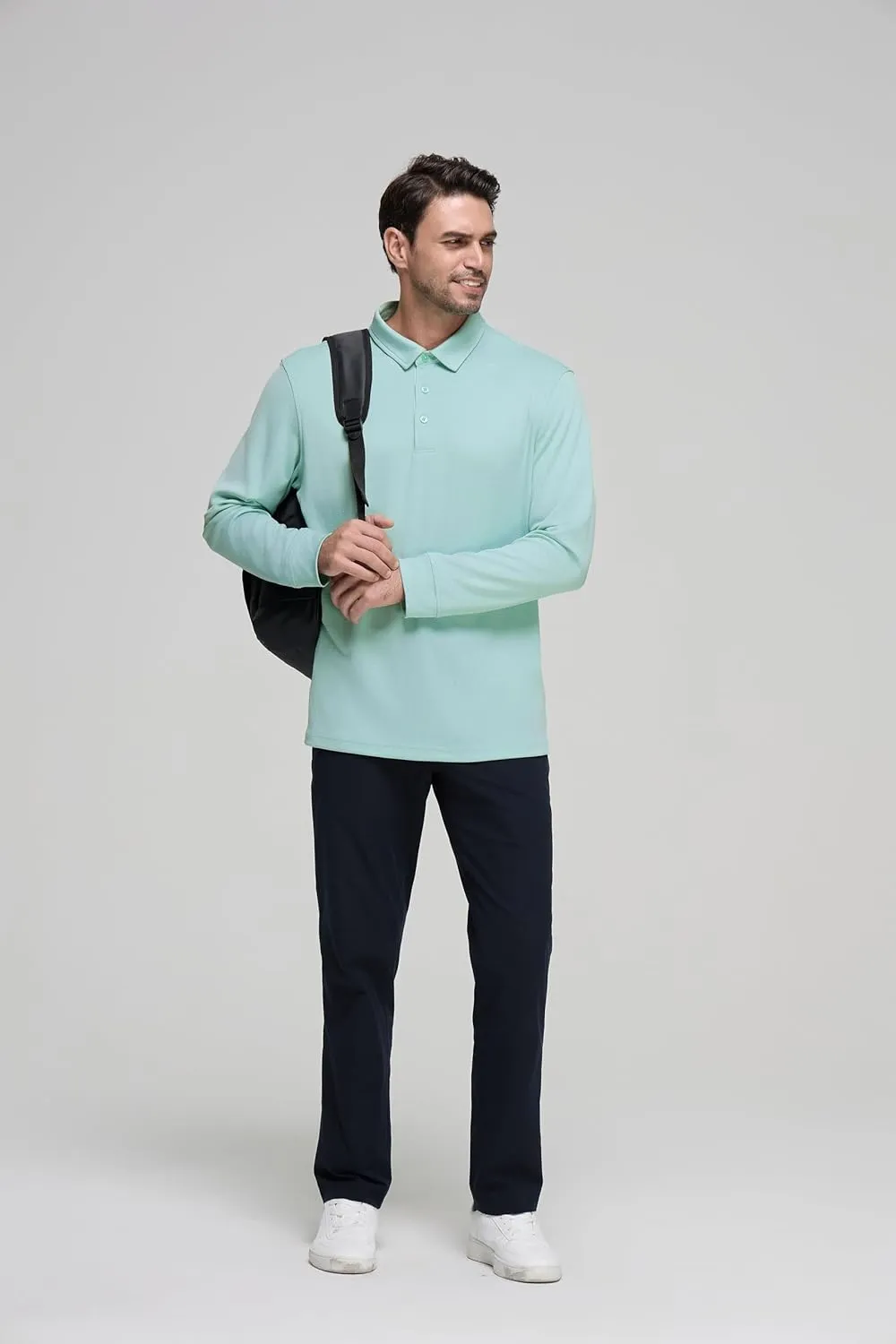 Mens Golf Shirts Long Sleeve Moisture Wicking Collared Work Business Casual Tennis Polo Shirts for Men