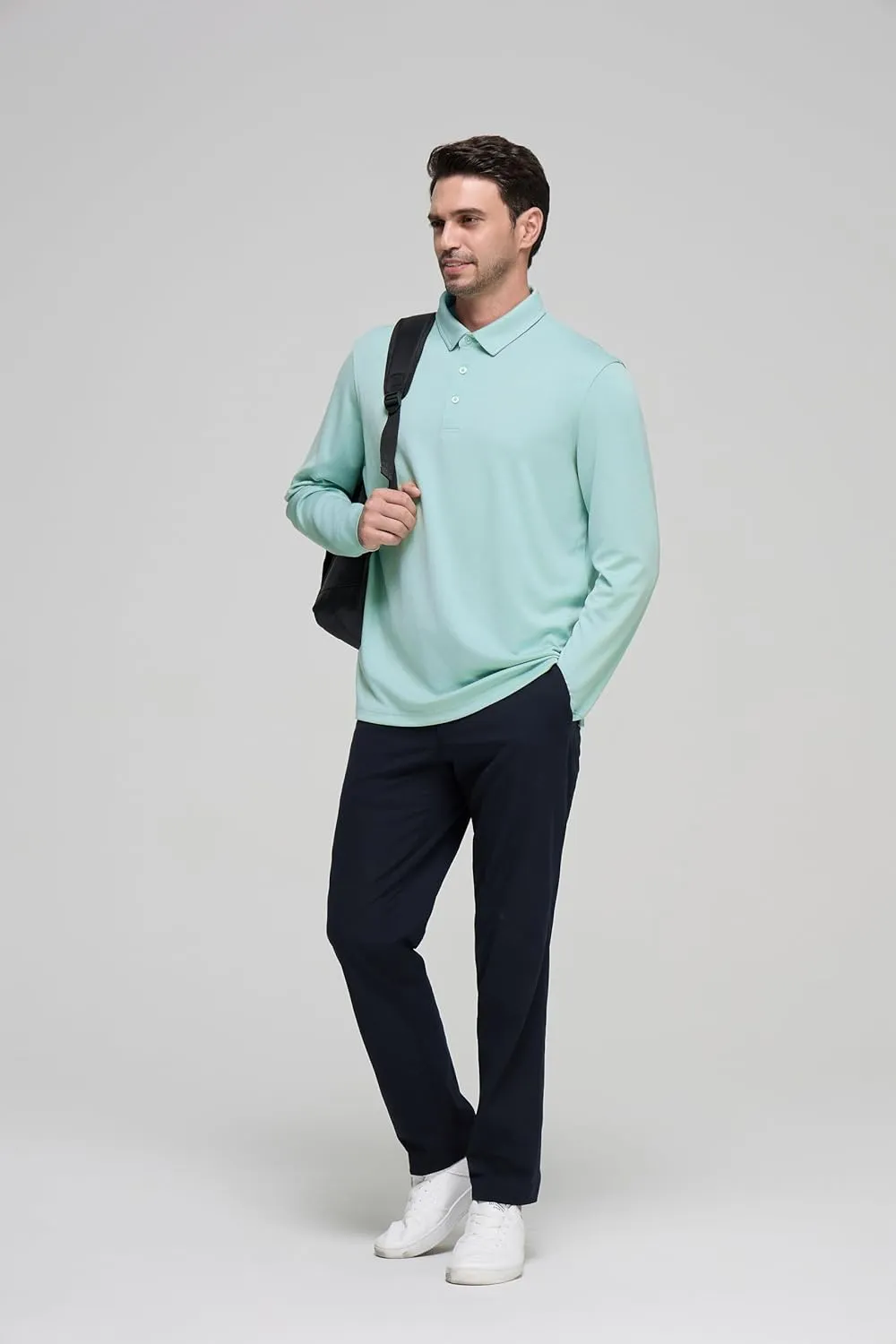 Mens Golf Shirts Long Sleeve Moisture Wicking Collared Work Business Casual Tennis Polo Shirts for Men