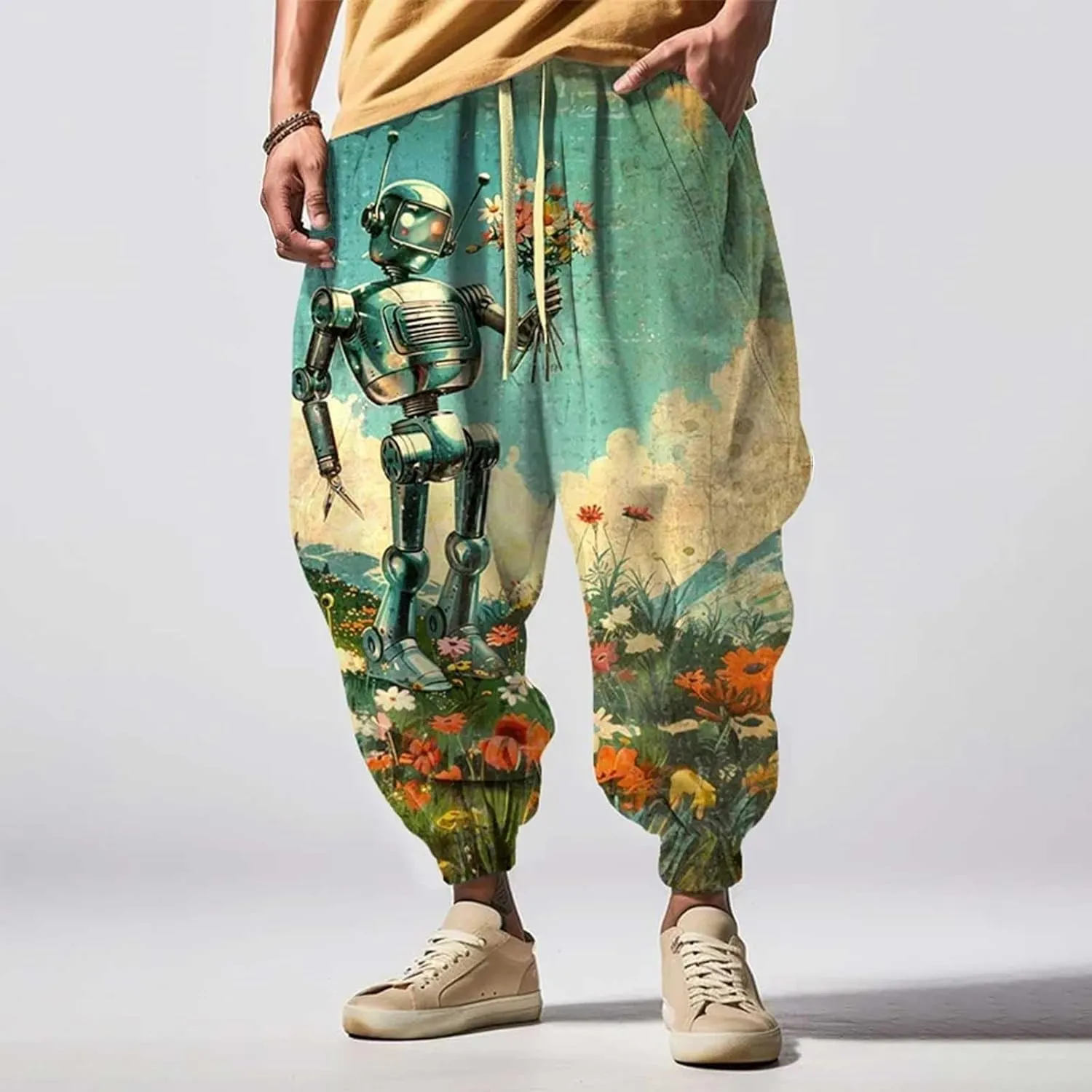 Mens Harem Pants 3D Print Fashion Street Feel Casual Sweatpants Cotton Joggers for Men Yoga Pants Men Men Yoga