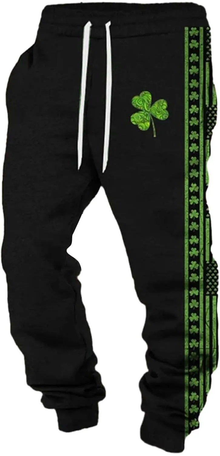Men's St. Patrick's Day Lucky Shamrock Sweatpants Athletic Pants Traning Track Pants Joggers Athletic Fitness Bottoms