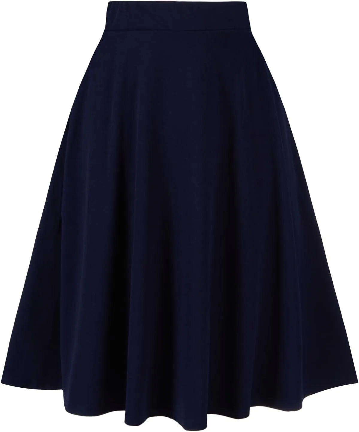 Moon Wood Women's Plus Size Midi Skirt High Elastic Waist A-Line Flared Skater Skirts with Pockets