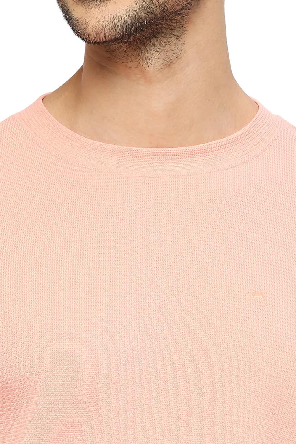 Muscle Fit Cotton Polyester Stretch Solid Crew T-shirts