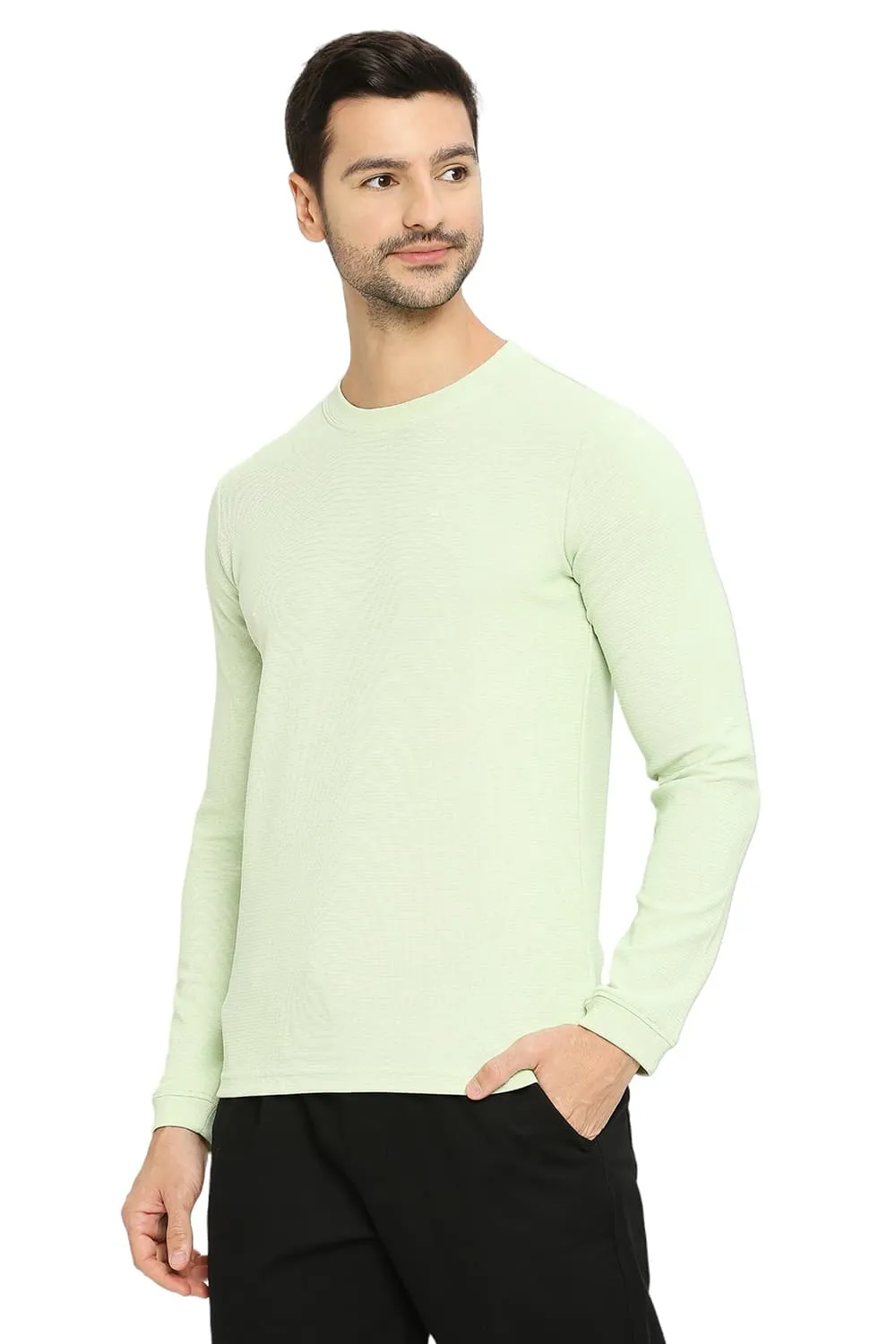 Muscle Fit Cotton Polyester Stretch Solid Crew T-shirts