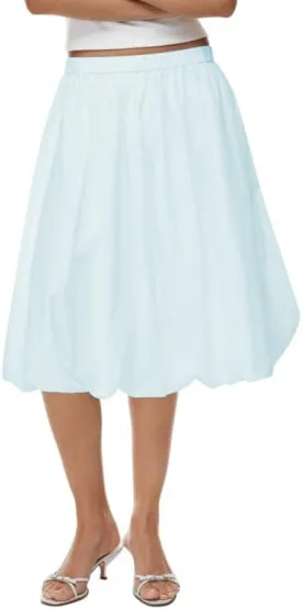 NUFIWI Women Low Waist A Line Ruffle Bubble Long Skirts Solid Pleated Maxi Skirts Casual Summer Balloon Puffy Midi Skirts
