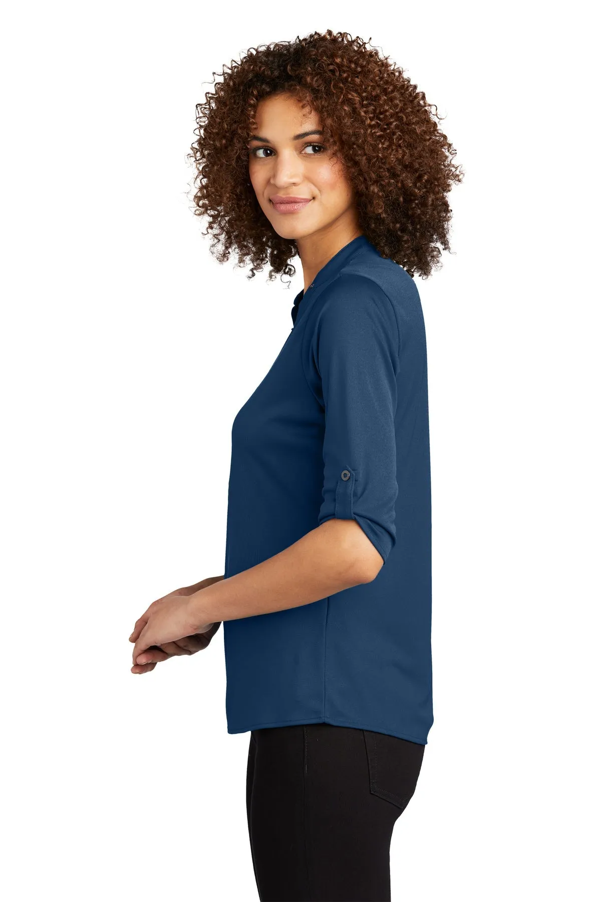 OGIO Ladies Crush Branded Henleys, Blue Indigo