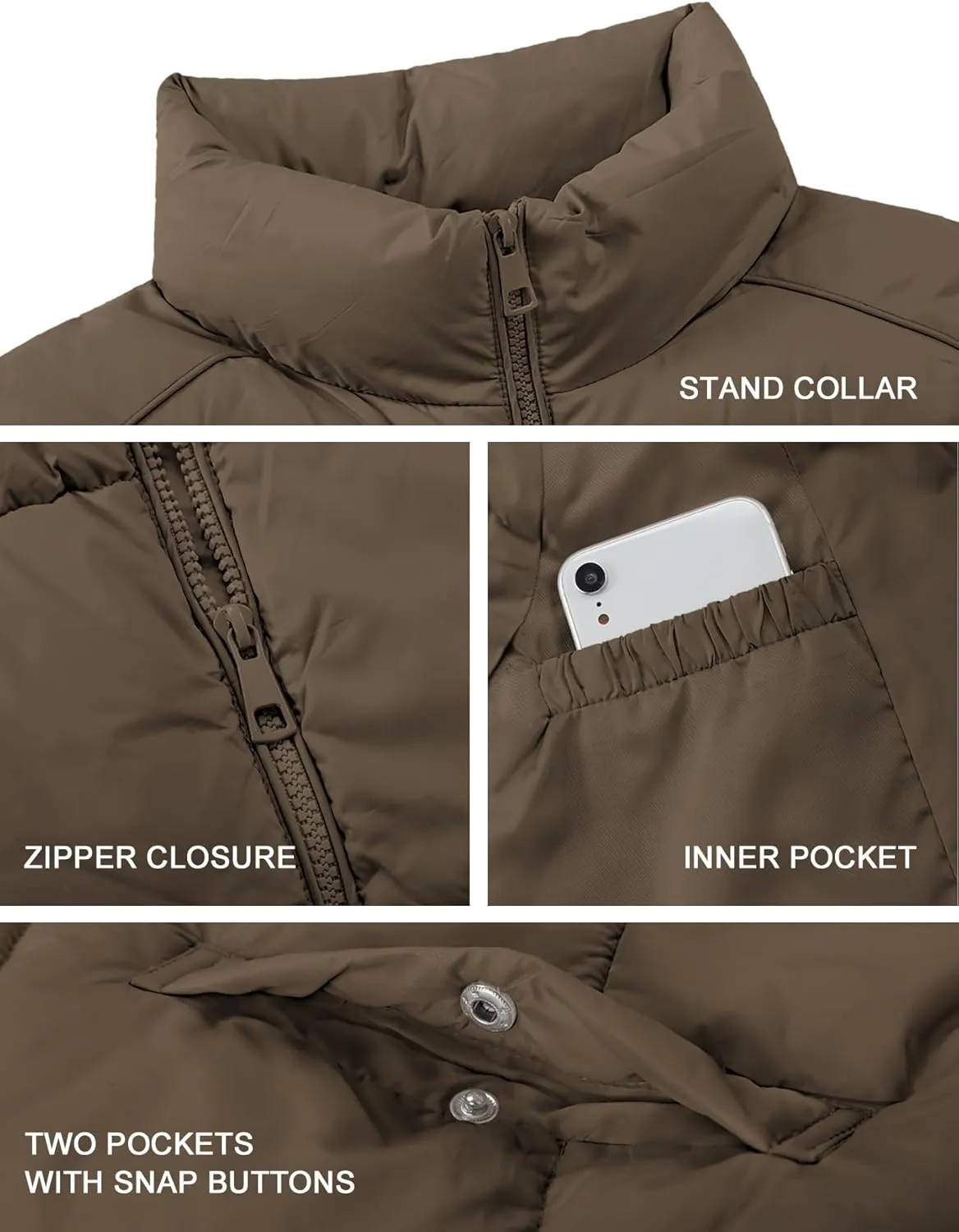 PHISOCKAT Womens Puffer Vest Sleeveless Quilted Puffy Vest Lightweight Padded Outerwear