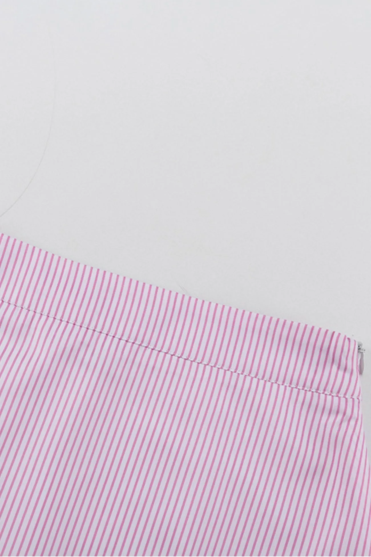 Pink Striped Print Shirt Mini Skirt Suits