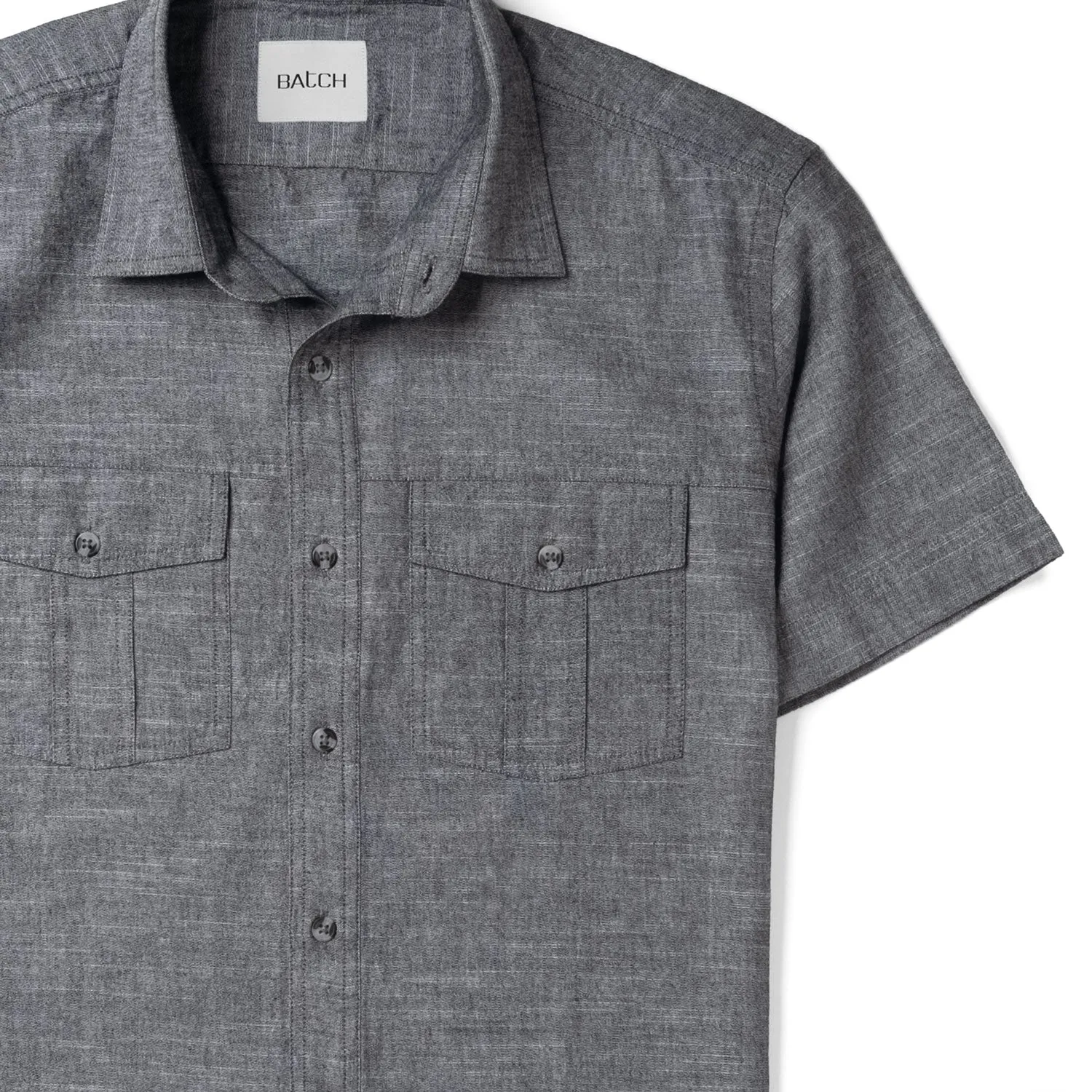 Primer Short Sleeve Utility Shirt – Flint Gray Slub Chambray