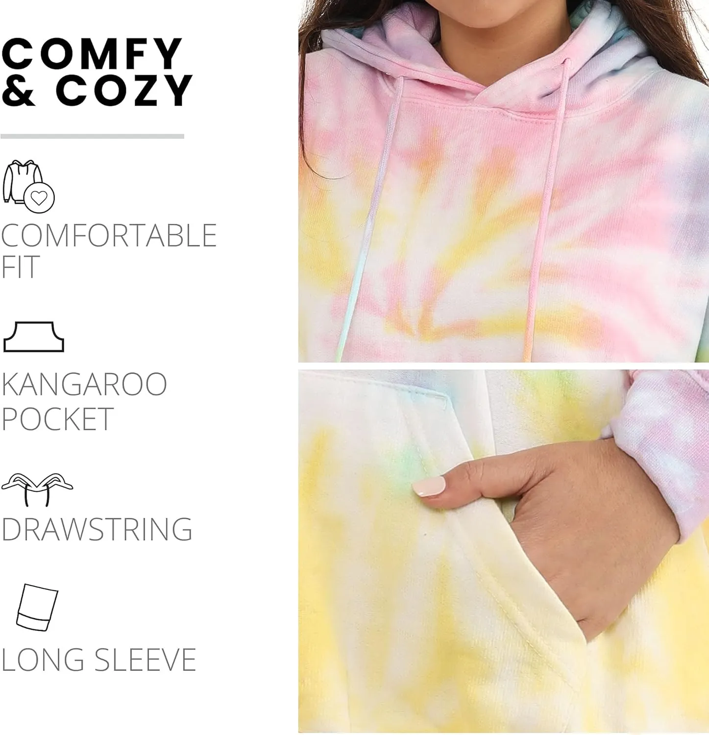Pure Essence Tie Dye Sweatpants, Long Sleeve T-Shirts, Hoodies, and Crew Neck Sweatshirts (Sizes S, M, L, XL).