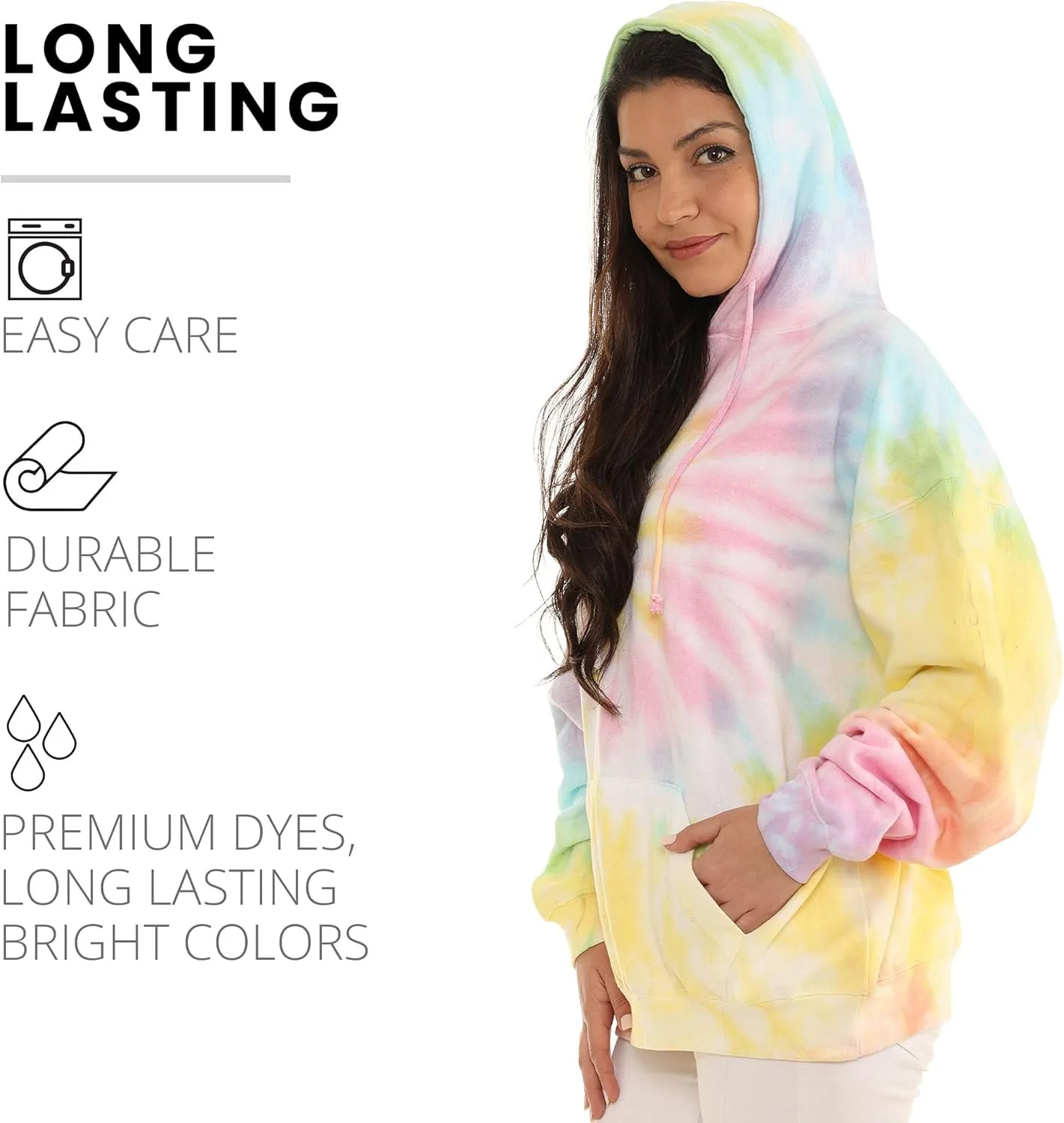 Pure Essence Tie Dye Sweatpants, Long Sleeve T-Shirts, Hoodies, and Crew Neck Sweatshirts (Sizes S, M, L, XL).