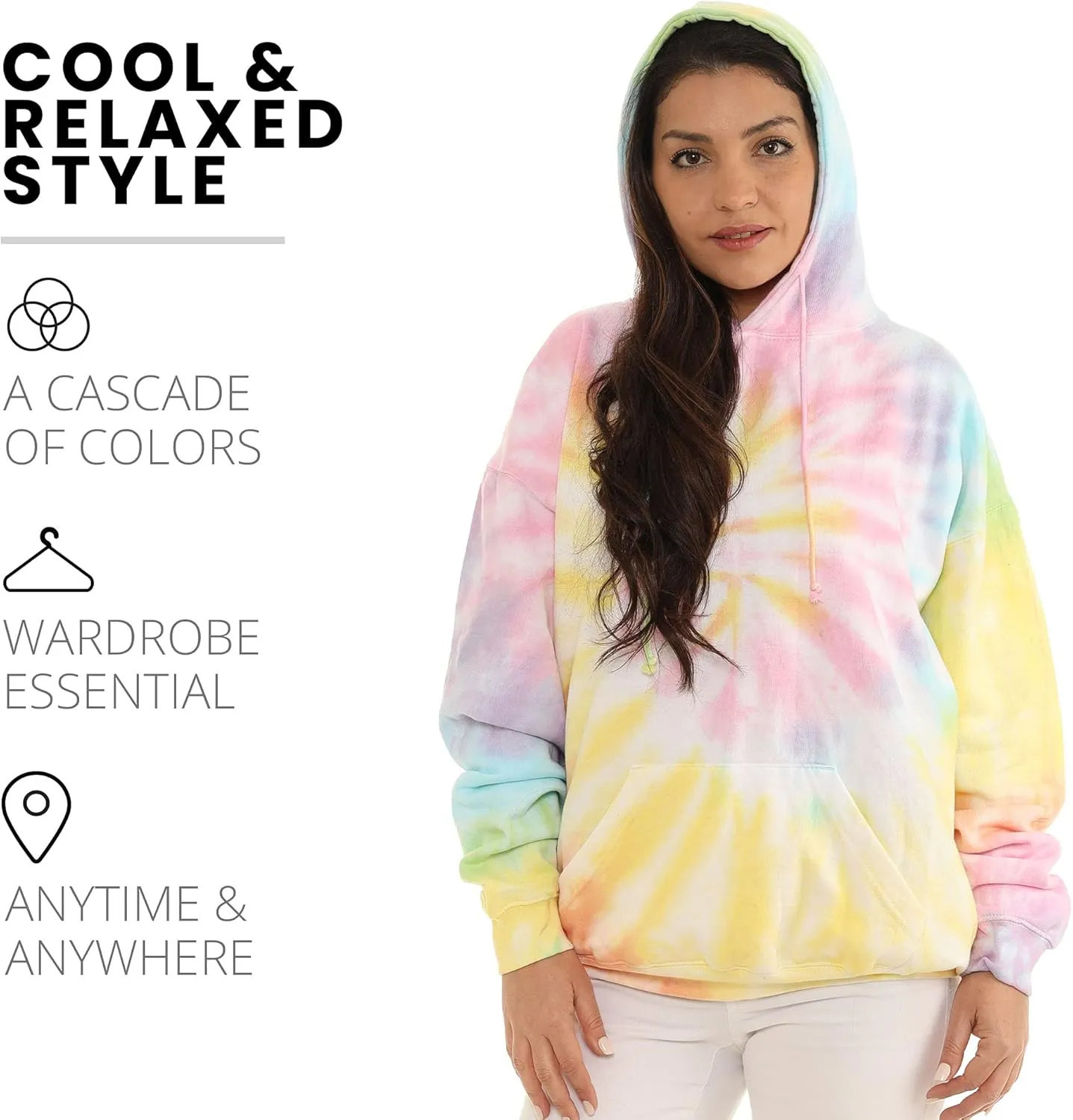 Pure Essence Tie Dye Sweatpants, Long Sleeve T-Shirts, Hoodies, and Crew Neck Sweatshirts (Sizes S, M, L, XL).