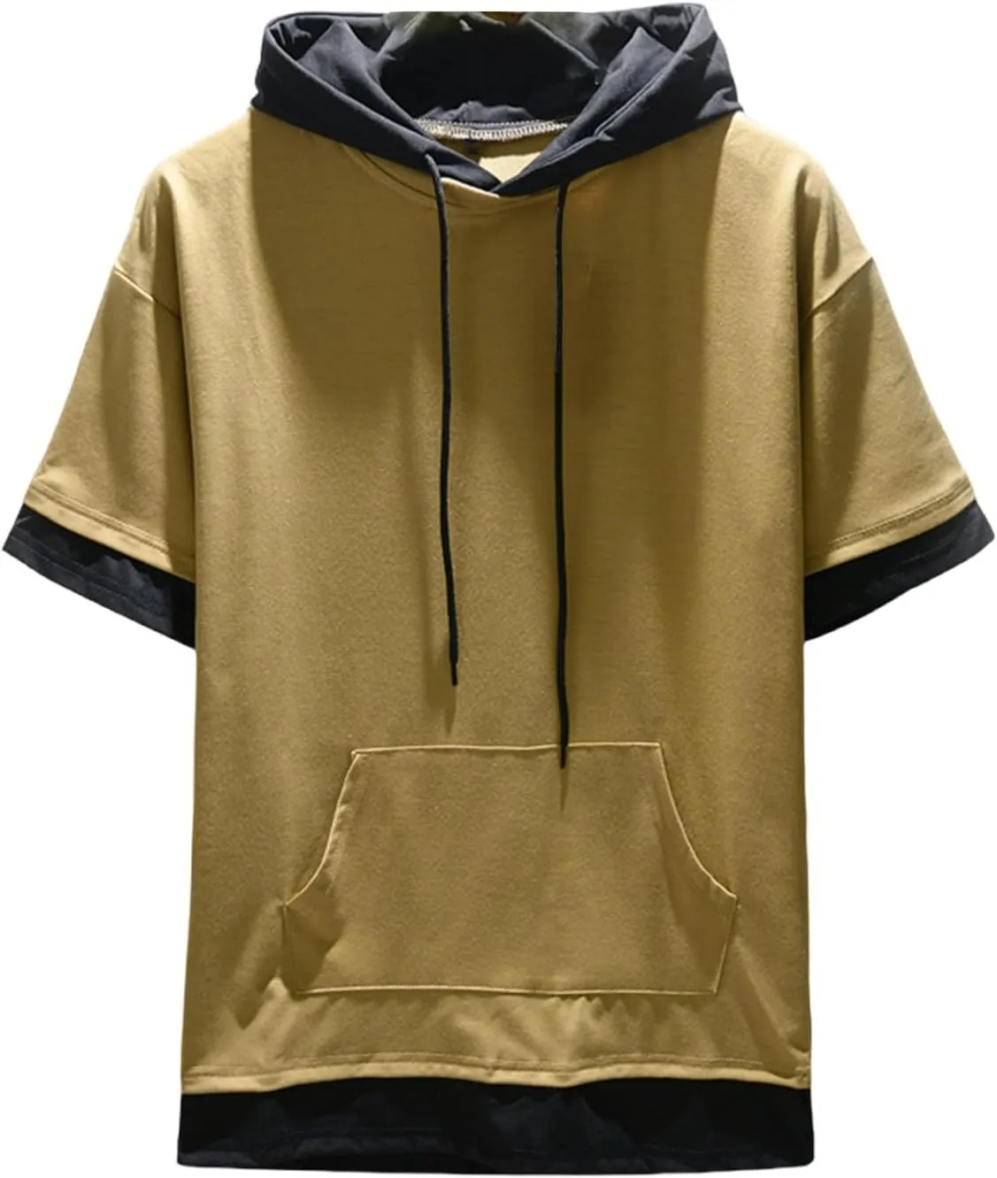 Short Sleeve Hoodies for Men Pocket Loose Fit Casual Pullover Tshirt Summer Sports Lightweight Party Work Stylish Shirt
