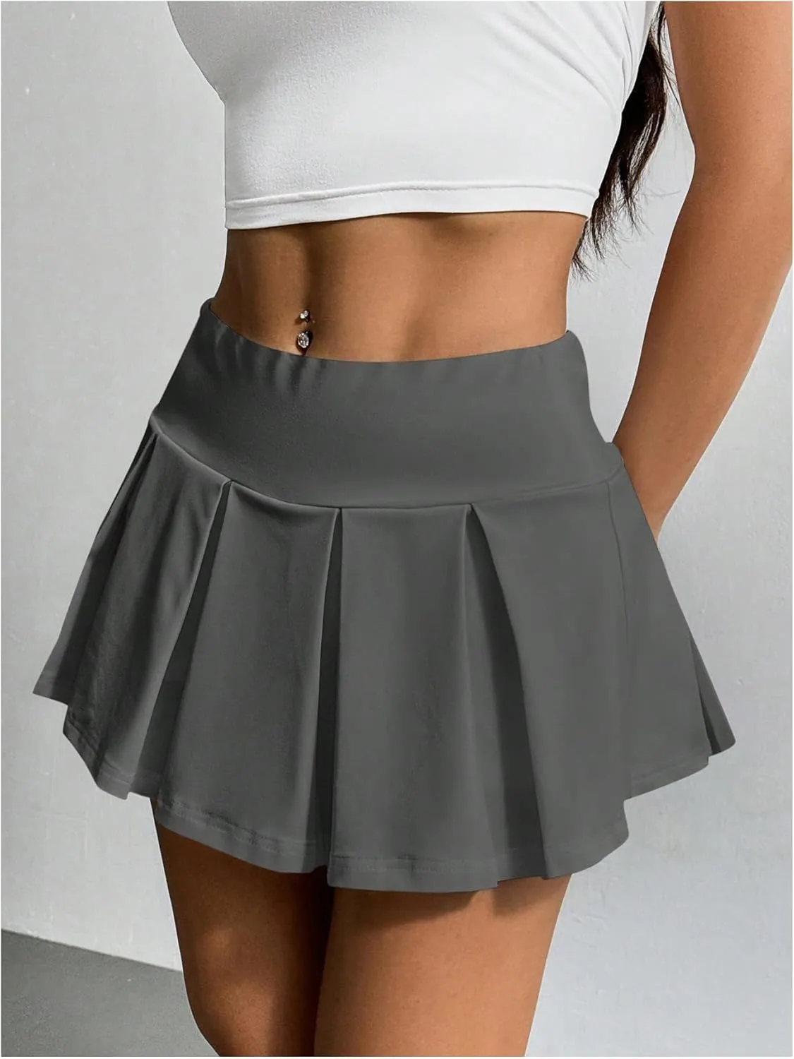 SOLY HUX Women's High Waisted Pleated Mini Skirt A Line Flowy Skirts Skater Tennis Skirts