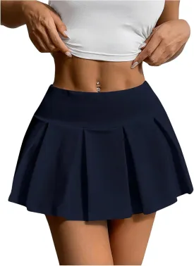 SOLY HUX Women's High Waisted Pleated Mini Skirt A Line Flowy Skirts Skater Tennis Skirts
