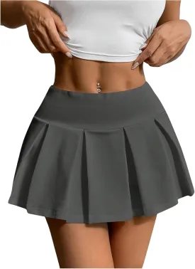 SOLY HUX Women's High Waisted Pleated Mini Skirt A Line Flowy Skirts Skater Tennis Skirts
