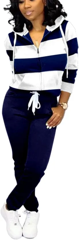 TOPSRANI Womens Two Piece Outfits Casual Sweatsuits Solid Tracksuit Jogging Sweat Suits Matching Jogger Hoodie Pants Set
