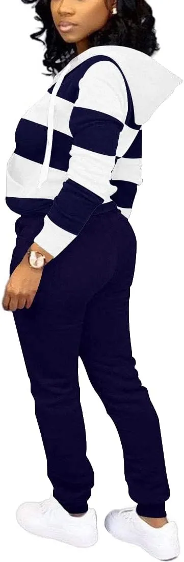 TOPSRANI Womens Two Piece Outfits Casual Sweatsuits Solid Tracksuit Jogging Sweat Suits Matching Jogger Hoodie Pants Set
