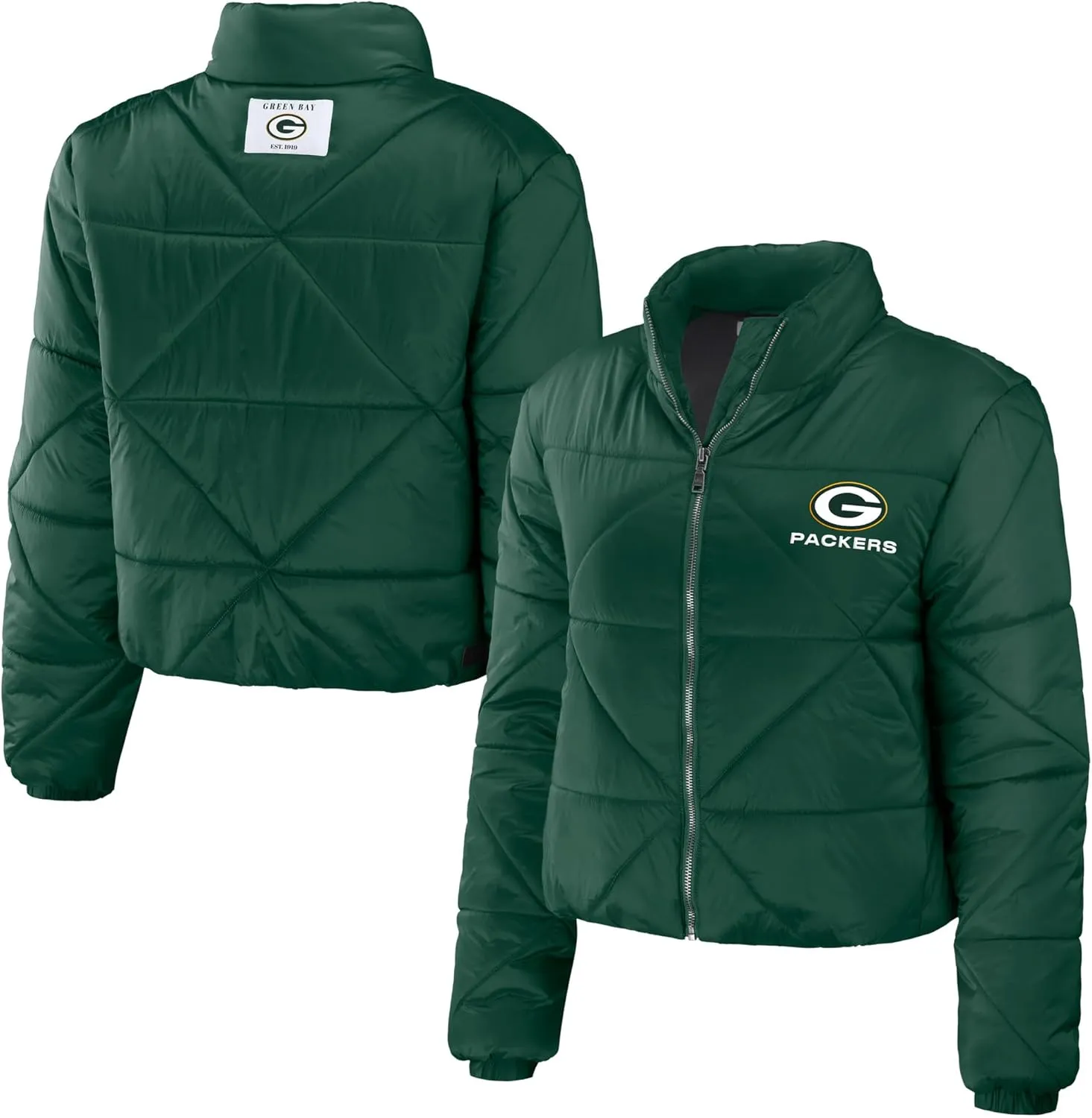 WEAR by Erin Andrews Women's NFL Cropped Puffer Full-Zip Jacket