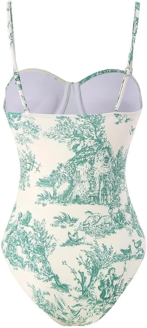 Women Sexy One Piece Swimsuit with Cover up Set High Waisted Beach Wrap Skirt Two Piece Bathing Suit
