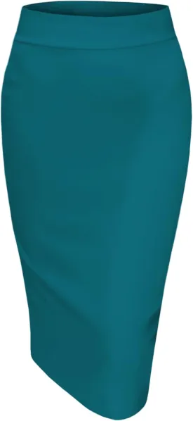 Women's Elastic Waist Stretch Bodycon Pencil Skirt Midi Knee Length for Wear to Work