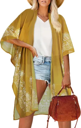Women's Kimono Beach Cover up for Summer Bathing Suits Cardigans Casual Loose Swimwear
